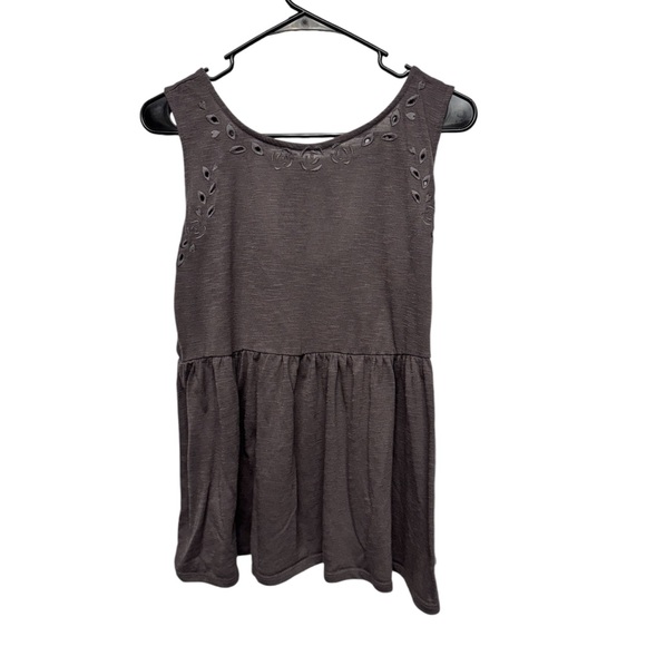 2/$20  Torrid Babydoll Feather Soft Embroidered Club Tank Tie Back Grey - Picture 1 of 9